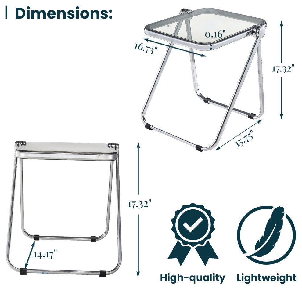 LeisureMod Lawrence Modern Rectangular Folding Table With Aluminum Frame, Transparent Black