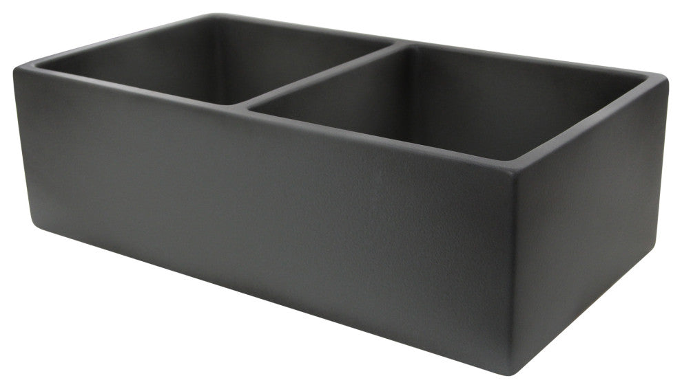 Nantucket Sinks Double Bowl Farmhouse Fireclay Sink, Concrete