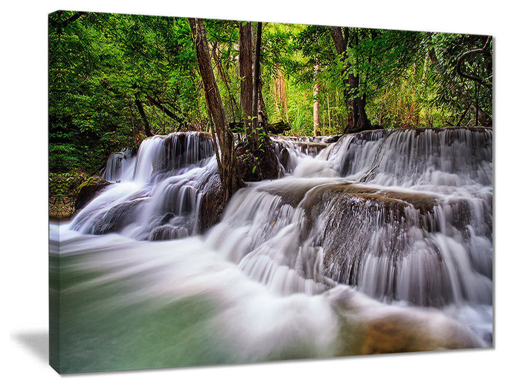 "Waterfall Huai Mae Kamin" Landscape Canvas Print, 20"x12"