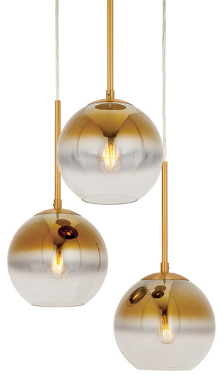 3-LT 8" Gold Glass Pendant, Soft Gold