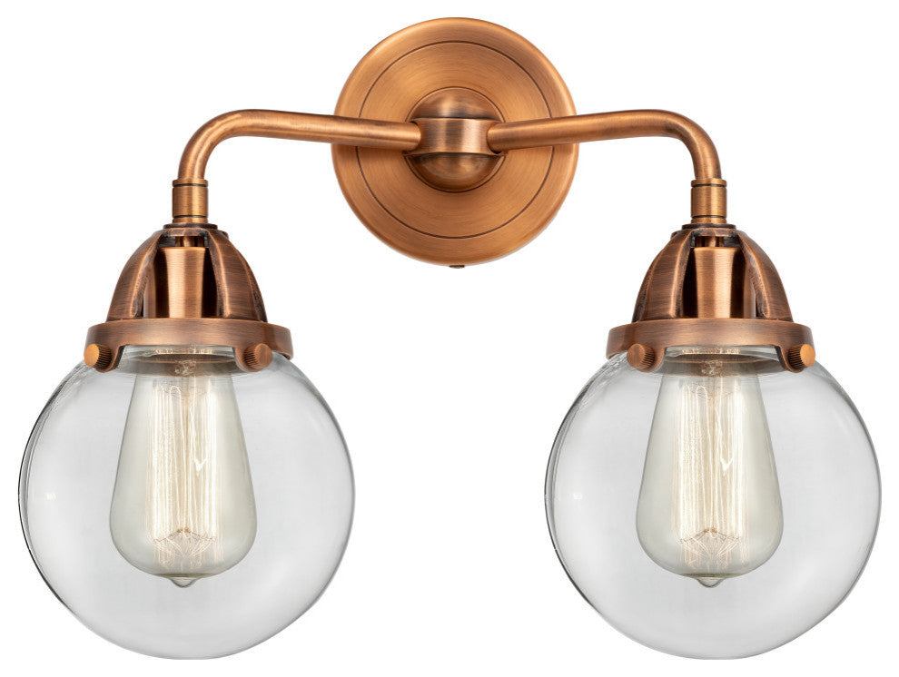 Beacon Bath Vanity Light, Antique Copper, Clear, Clear