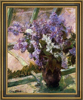 Mary Cassatt Lilacs in a Window Framed Premium Canvas Print, 20"x25"
