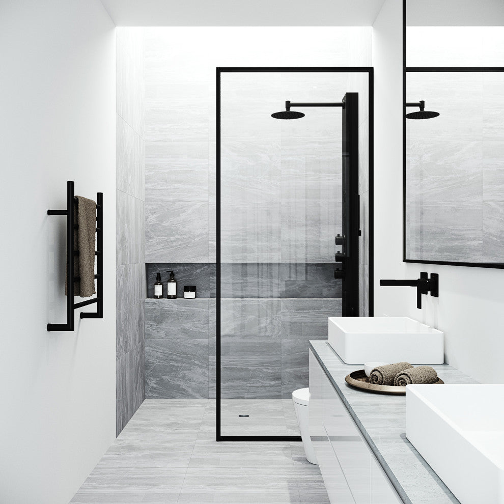 Ellington 59" H x 6" W 4-Jet Shower Panel with Round Shower Head, Matte Black