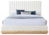 Emmet Upholstered Bed, Cream, King, Chenille, Natural Finish