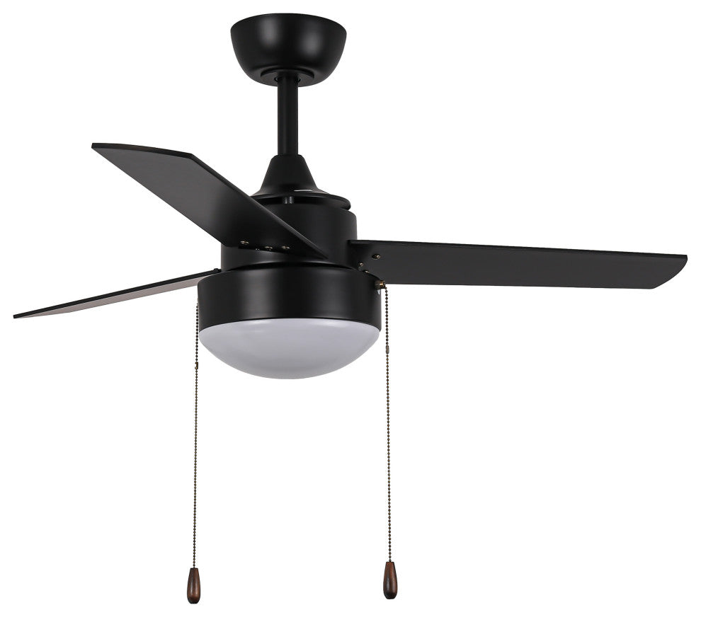 42-inch Industrial Black Ceiling Fan with Light and Pull Chain