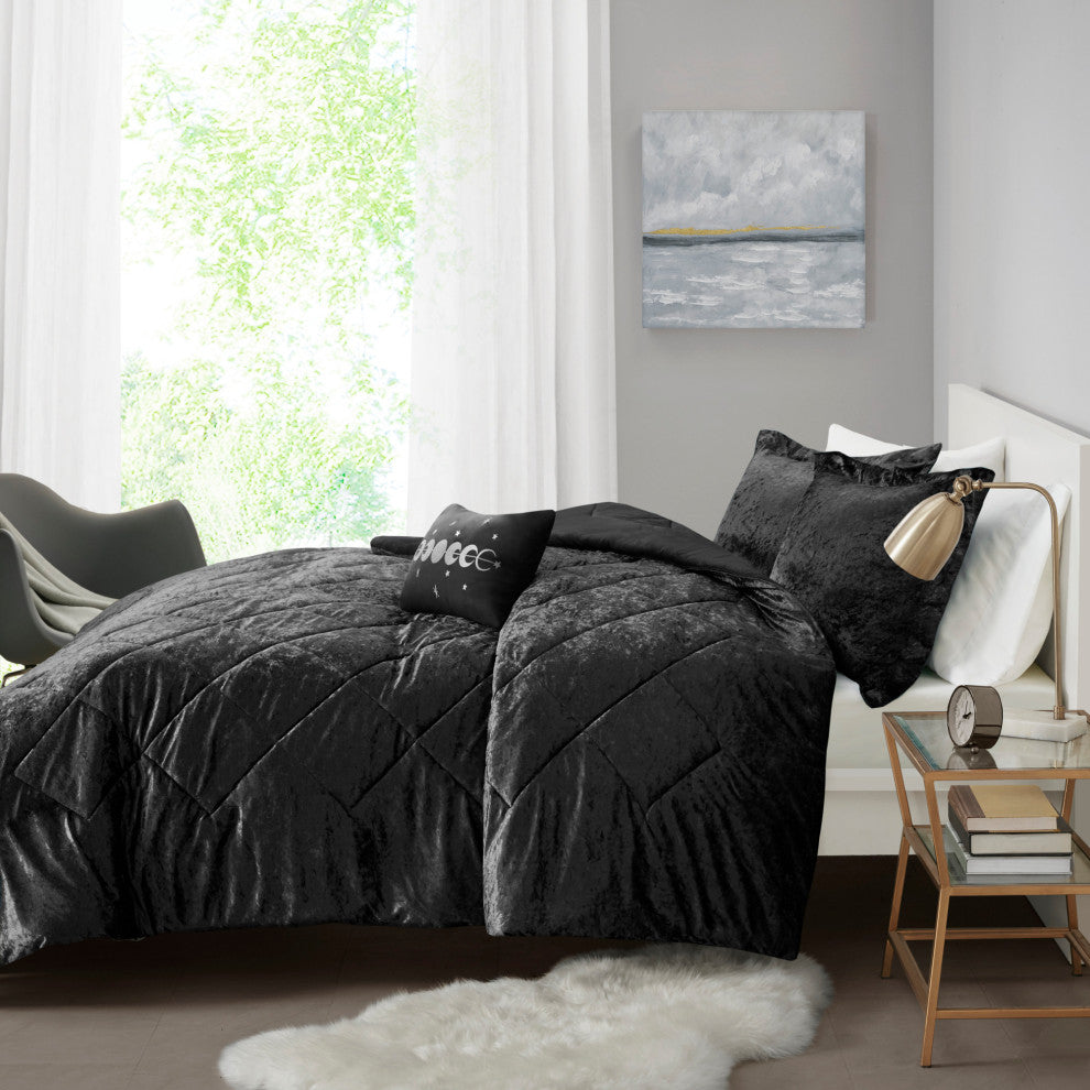 Intelligent Design Felicia Crushed Velvet 4-Piece Comforter Set