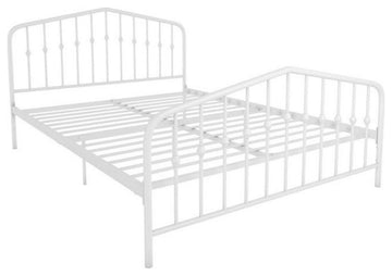 Novogratz Bushwick Queen Adjustable Metal Bed in White