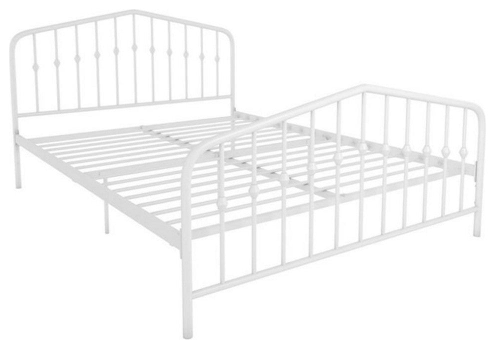 Novogratz Bushwick Queen Adjustable Metal Bed in White