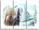 "Painted Scene With Horses in Winter" Metal Wall Art, 3 Panels, 36"x28"