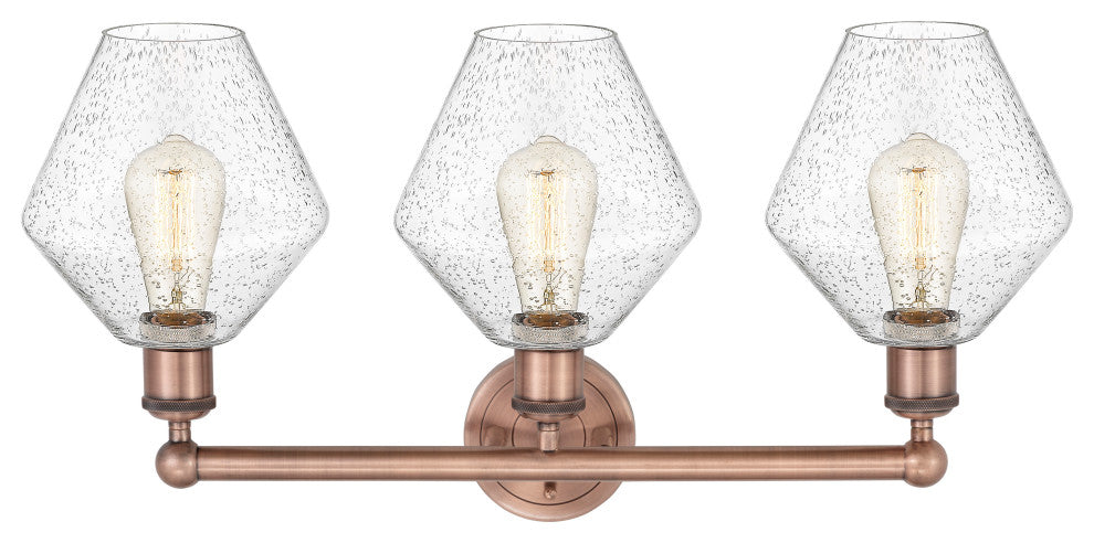 Cindyrella 3-Light 26" Bath Vanity Light, Antique Copper, Seedy Shade