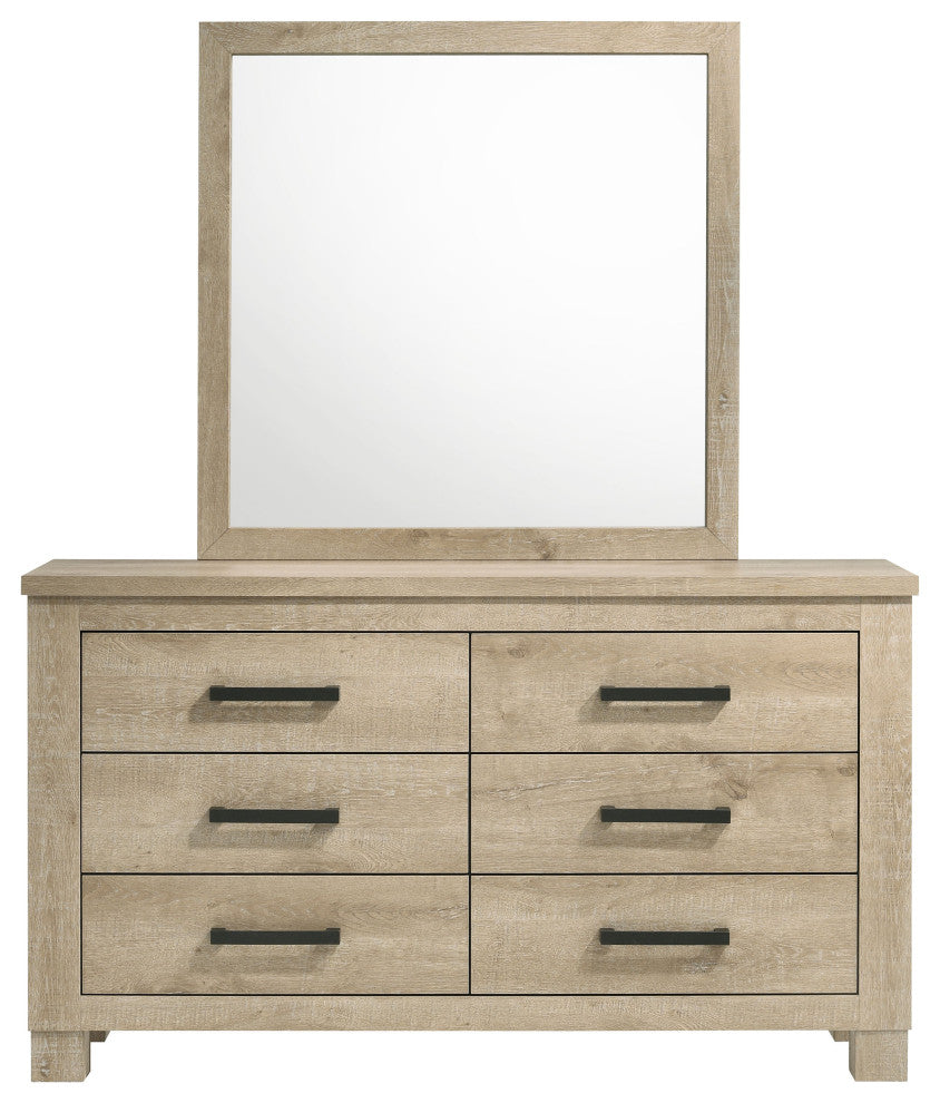 Oakglen 6-drawer Bedroom Dresser and Mirror Weathered Oak