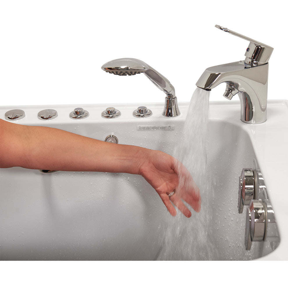 Ella Capri 30"x52" Air+Hydro Massage Walk-In Bathtub, Outward Swing Door, Faucet