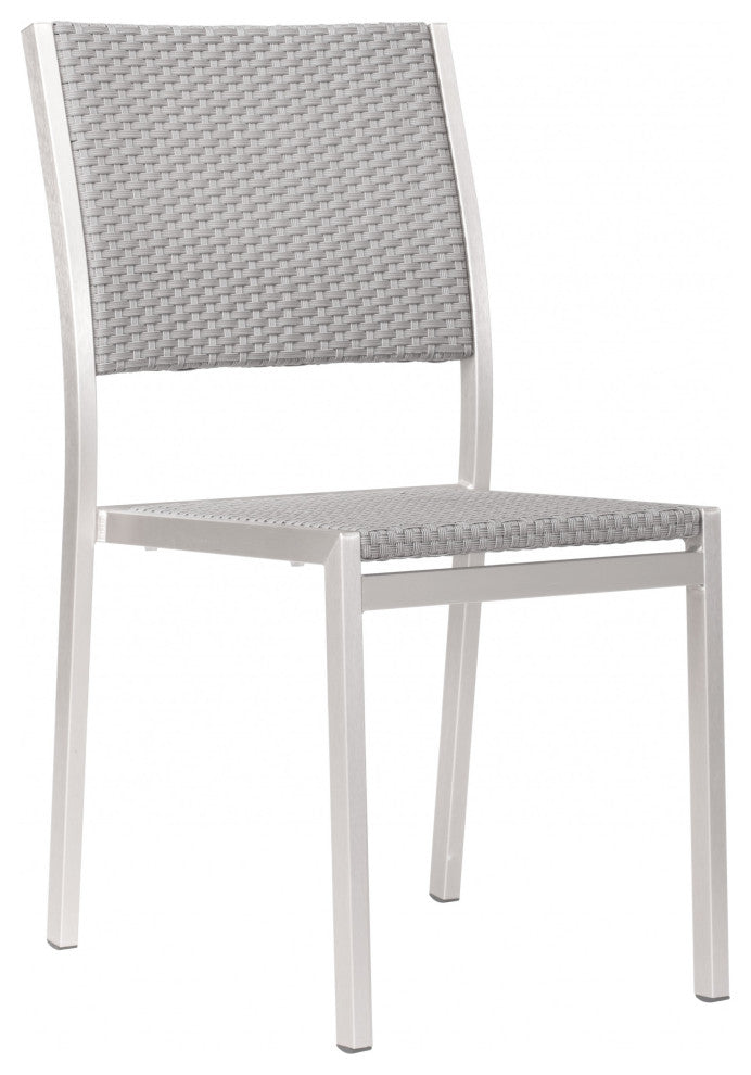 Set of Two Silver Armless Chairs