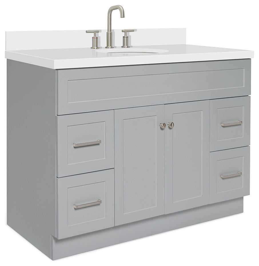 Ariel Hamlet 49" Oval Sink Bath Vanity White Quartz Grey