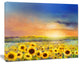 Sunset over Golden Sunflower Field, Floral Canvas Art Print, 40"x30"