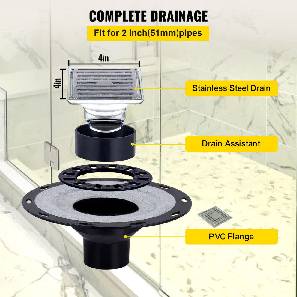 VEVOR Shower Curb Kit Watertight Shower Pan, 48x72 Inch