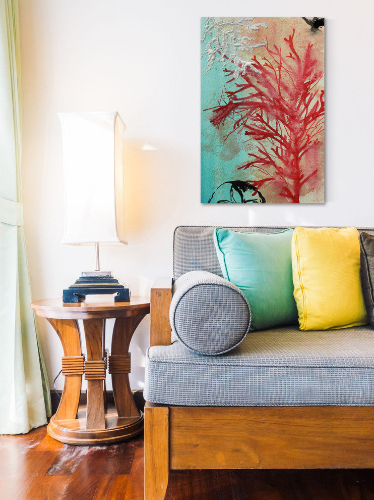 Marmont Hill, "Red Coral" by Christine Lindstrom Print on Wrapped Canvas, 24x36
