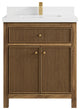 Sonoma Teak 30 Single Sink Bath Vanity in Golden Teak with 2" White Quartz