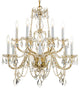 Crystorama Traditional Crystal 12-Light Italian Crystal Brass Chandelier III, Polished Brass, Hand Cut Crystal