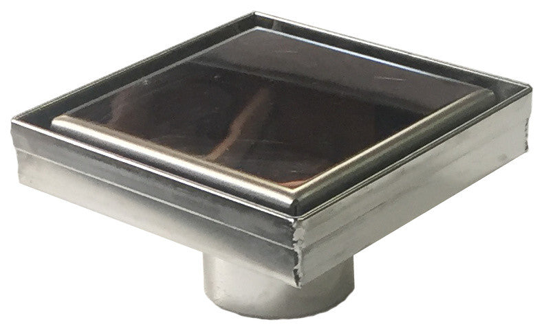 Square Shower Drain Flat Cover, Stainless Steel