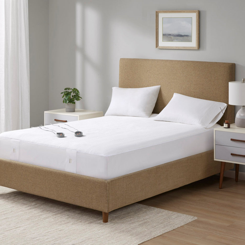 Beautyrest Cool Touch Double Knit Heated Mattress Pad Soft Flexible Wires, White