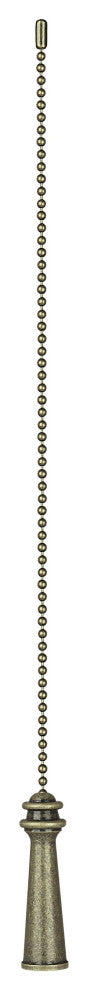 Aspen Creative 20505-X, 12" Metal Knob with Polished Brass Pull Chain, Plated Br