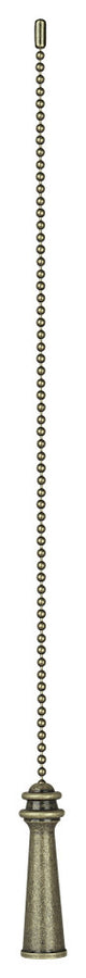 Aspen Creative 20505-X, 12" Metal Knob with Polished Brass Pull Chain, Plated Br