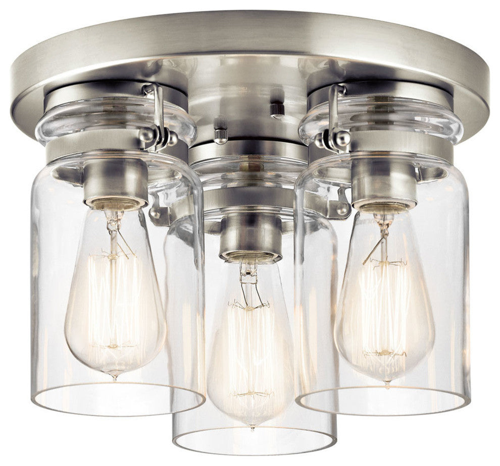 Flush Mount 3-Light, Brushed Nickel