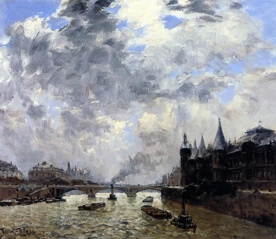 Frank Myers Boggs The Seine at Paris, 20"x25" Gallery Wrapped Canvas Print