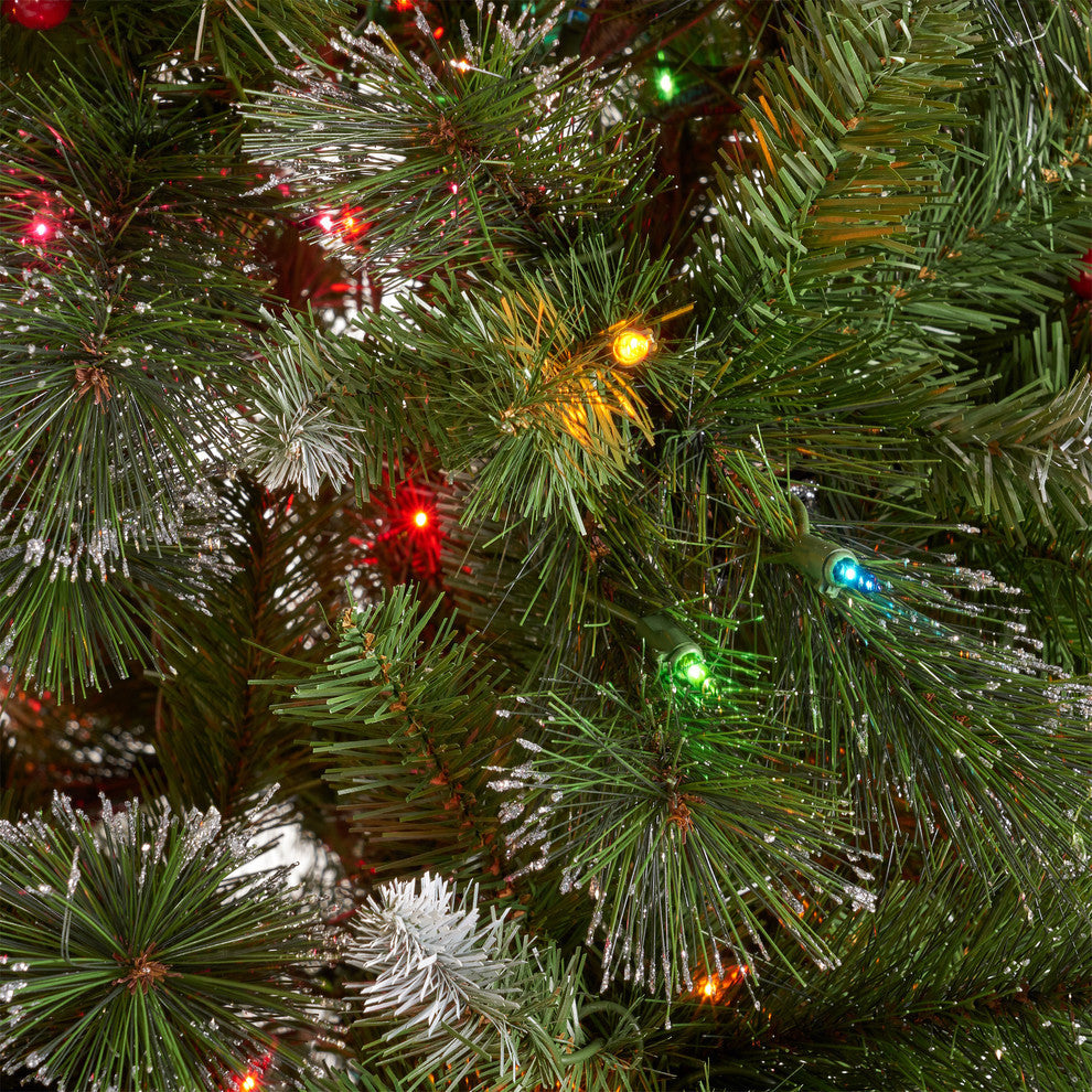 9' Mixed Spruce Artificial Christmas Tree, Pre-Lit Multi-Colored