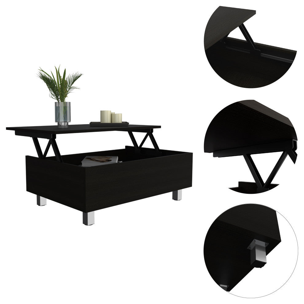 Boston Top Coffee Liftable Table, Black