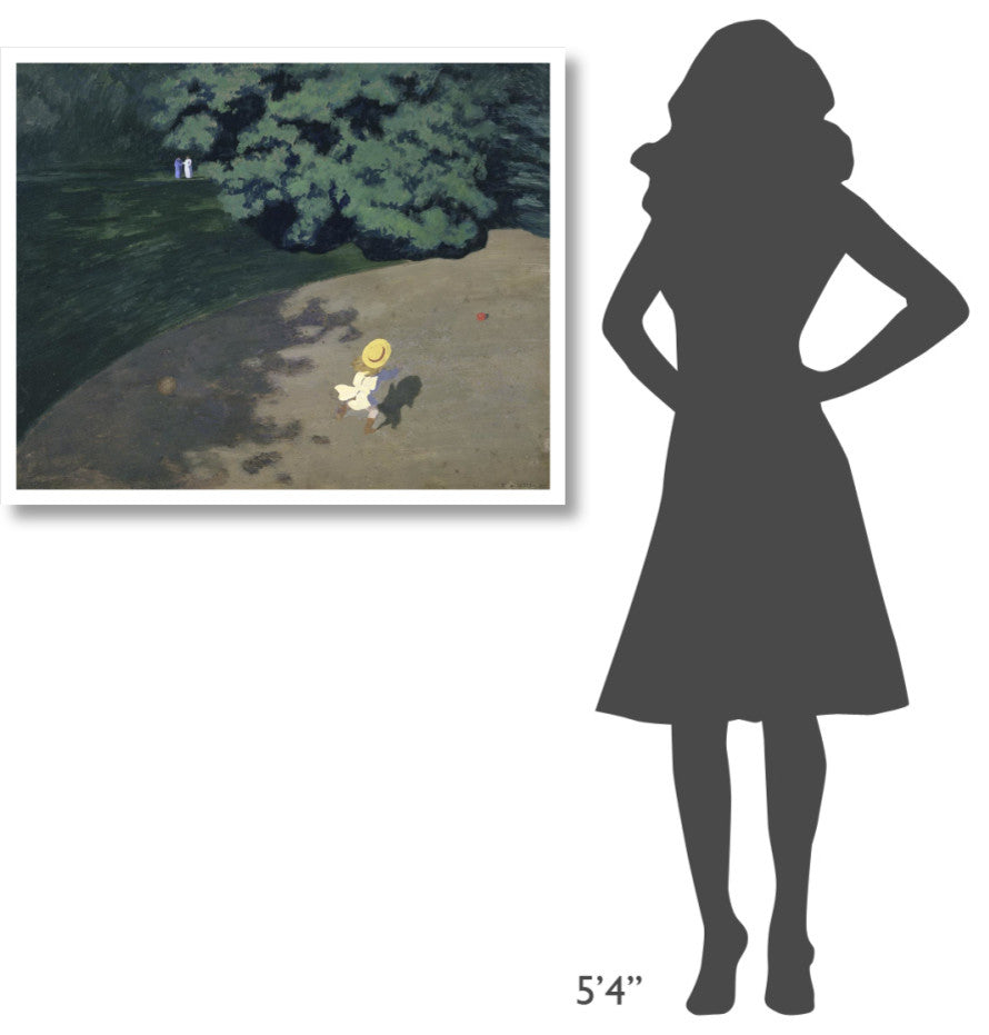 "The Ball (Corner of the Park, Child Playing With Ball)" Paper Art, 38"x31"
