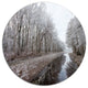 Trees In White Winter Landscape, Landscape Disc Metal Artwork, 36"