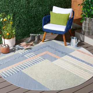 Safavieh Sarasota Collection SAR102 Indoor-Outdoor Rug, Blue/Light Green, 6'7" Round