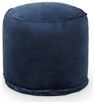 Bleckley Gwinnett Modern Velveteen Cylinder Pouf, Cobalt