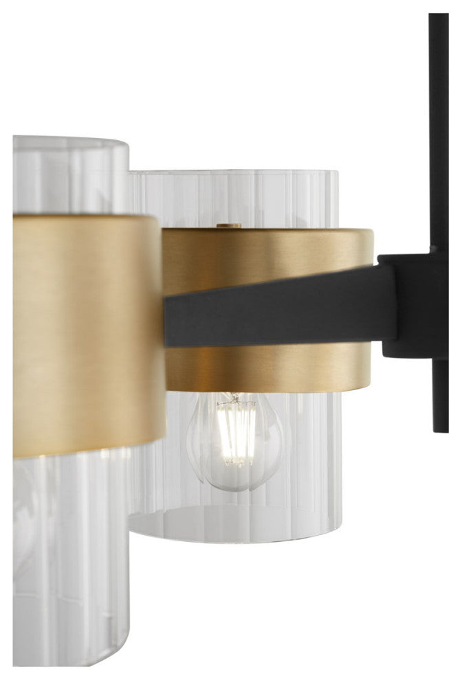 Quorum Epsilon 4-Light Chandelier 683-4-6980, Textured Black With Aged Brass