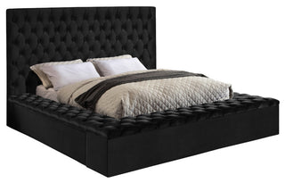 Bliss Velvet Upholstered  Bed, Black, King