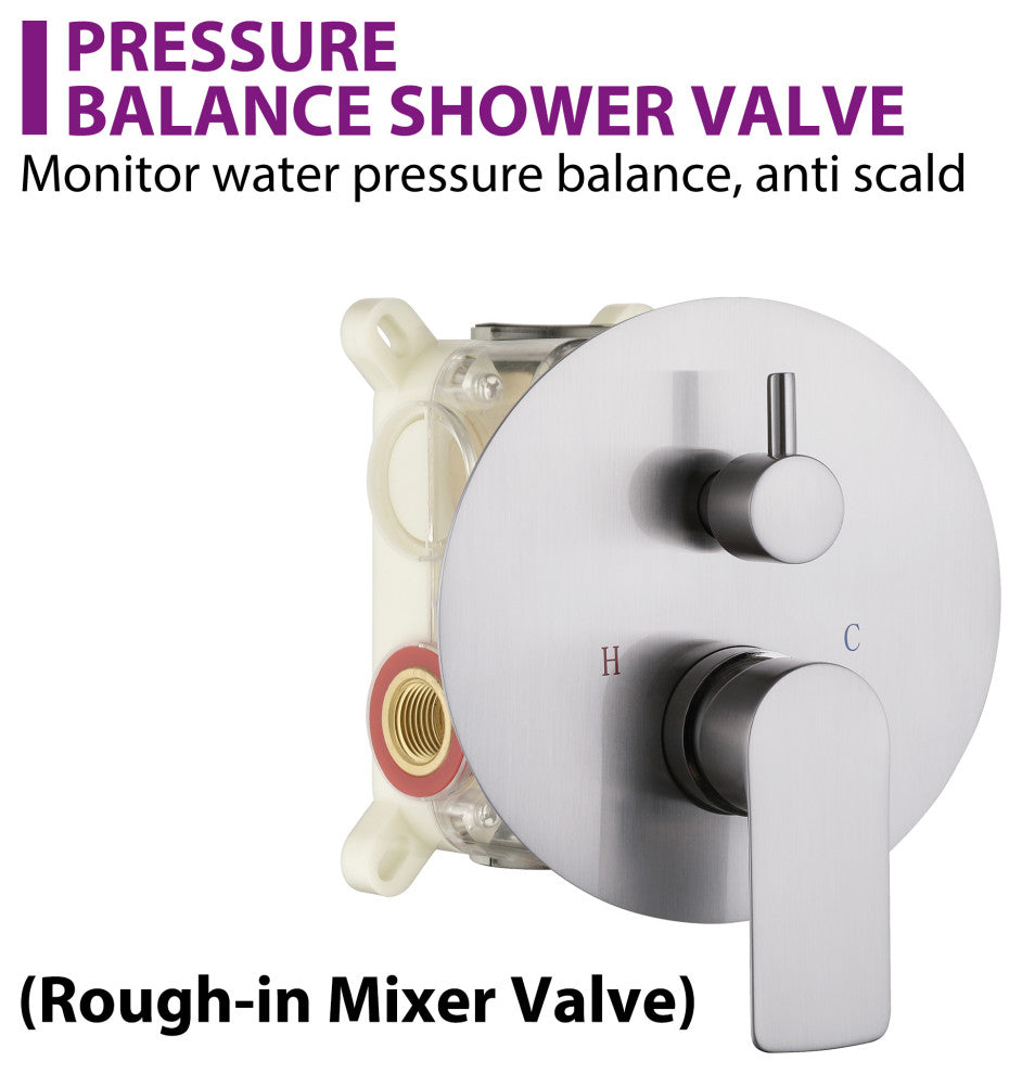 Pressure Balanced Shower Faucet with 3-Setting Handheld Shower, Brushed Nickel