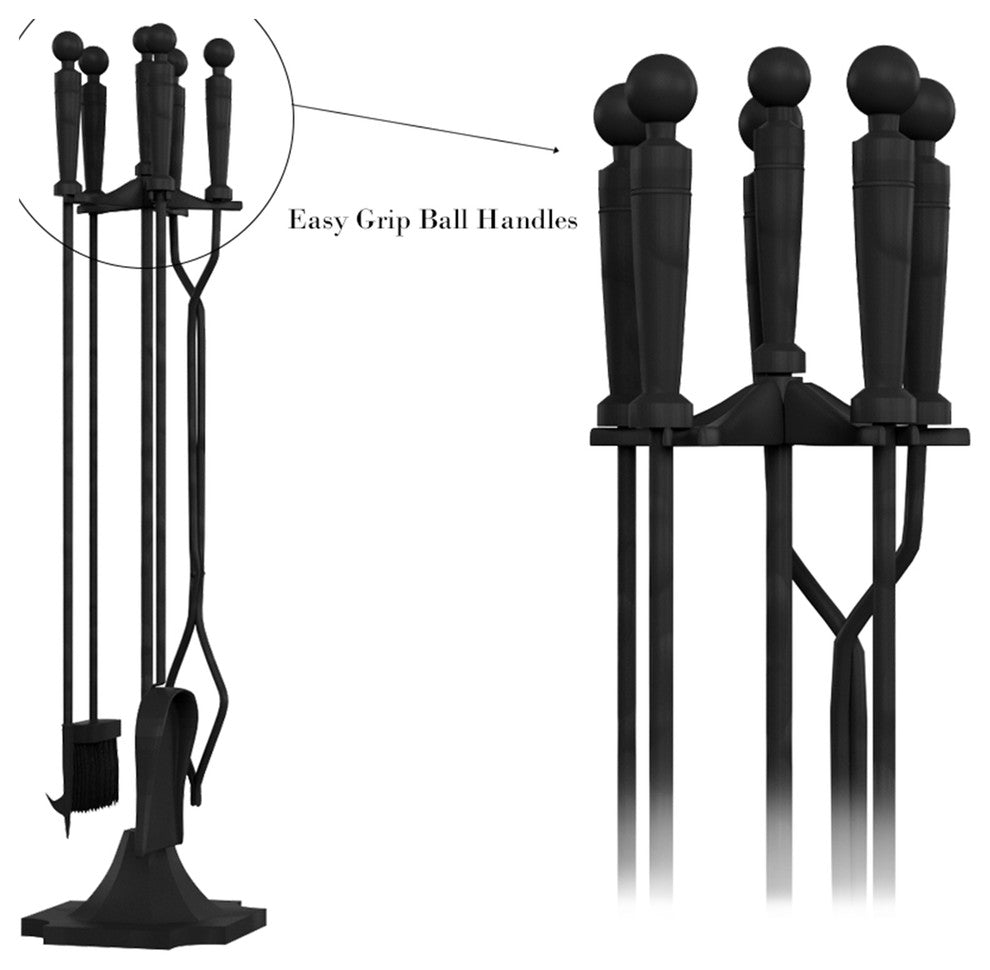 5 Piece Fireplace Tool Set- Heavy Duty Essential Tools by Lavish Home