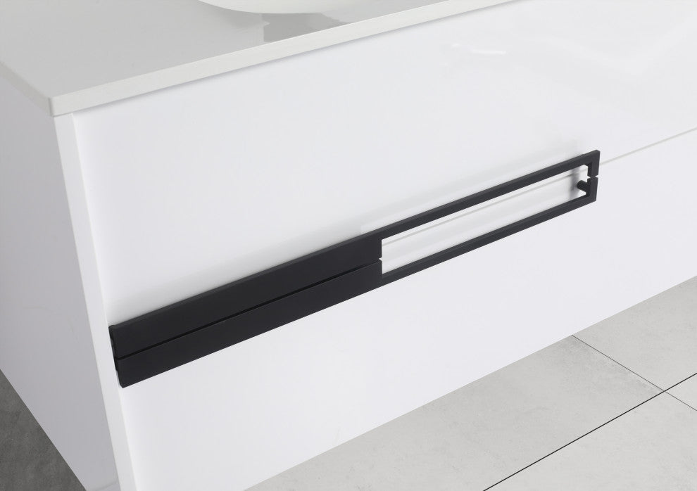 Brest Floating Bath Vanity with Sink, Wall Mounted Vanity and Sink, Glossy White, 36''