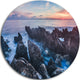 Blue Sunrise Over Coast Of Sicily, Beach Round Metal Wall Art, 11"