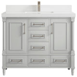 Aberdeen 42 Single Sink Bath Vanity in Coventry Gray 2" White Quartz