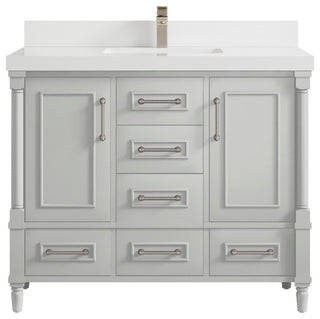 Aberdeen 42 Single Sink Bath Vanity in Coventry Gray 2" White Quartz