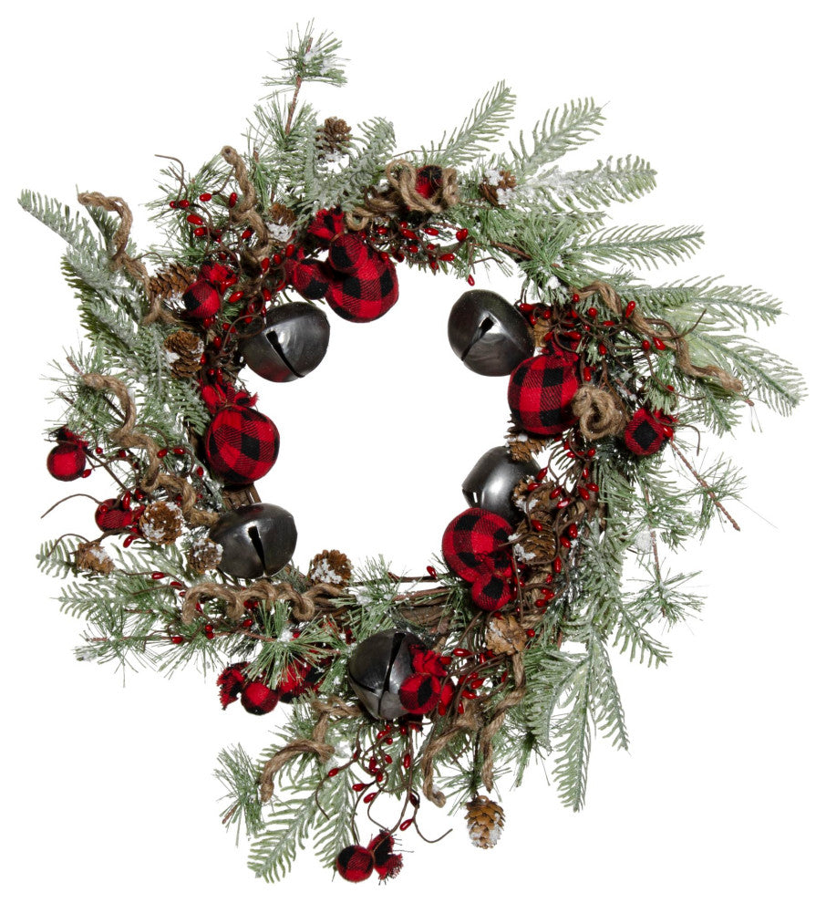 Buffalo Gingham Country Holiday Wreath, 24"