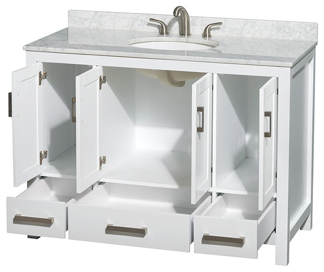 Wyndham WCS141448SWHCMUNOMXX White 48 In Vanity with Carrera Marble Top