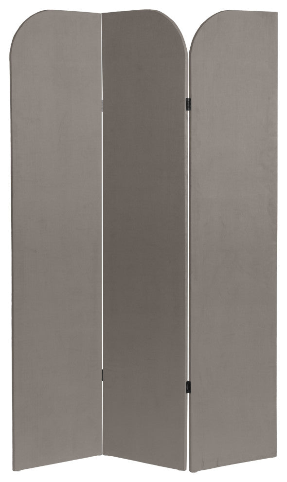 6 ft. Modern Arch Velvet Room Divider Charcoal 3 Panel