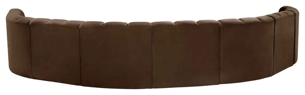 Arc Velvet Upholstered 8-Pc. Inward Curved Modular Sectional, Brown