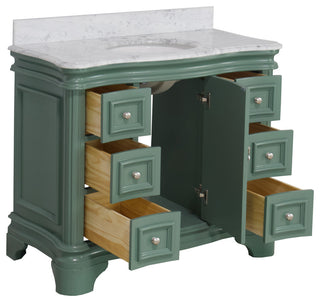 Katherine 42" Bath Vanity, Sage Green, Carrara Marble