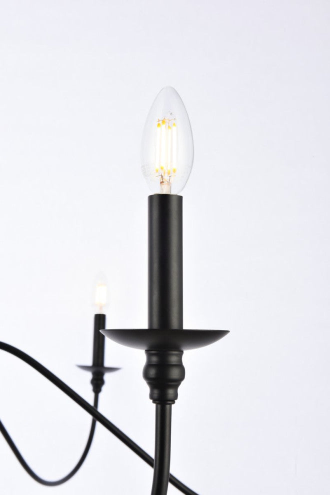 Transitional Matte Black 6-Light Chandelier