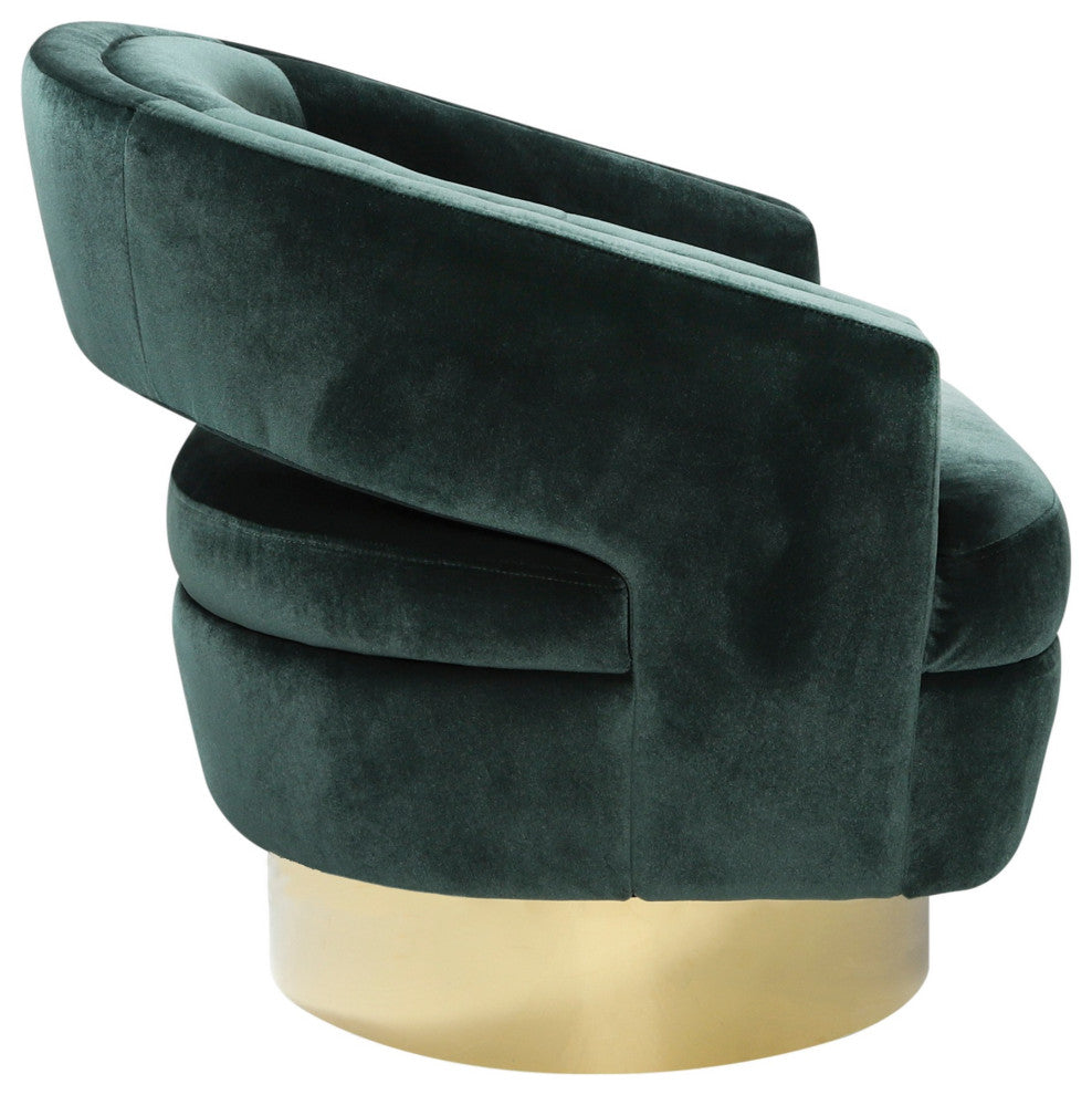Benzara BM283568 32" Modern Swivel Accent Chair, Shelter Arms, Gold, Green